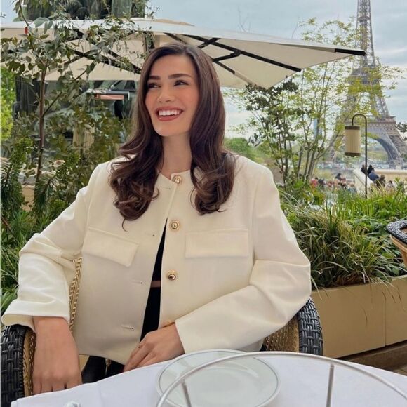 ZARA GOLD BUTTON CROPPED BLAZER - Picture 5 of 15